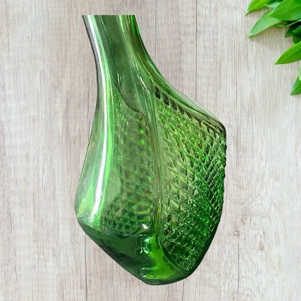 Empoli Emerald Green Diamond Cut Decanter Perfect - Picture 4 of 10